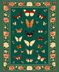 Elegant Butterfly Floral Pattern Rug