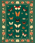 Elegant Butterfly Floral Pattern Rug