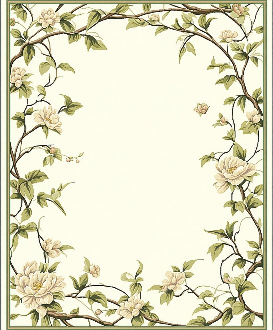 Floral Vine Accent Border Rug