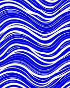 Bold Blue White Wave Pattern Rug