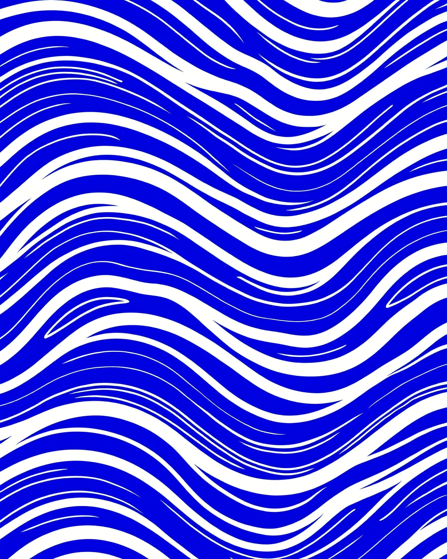 Bold Blue White Wave Pattern Rug