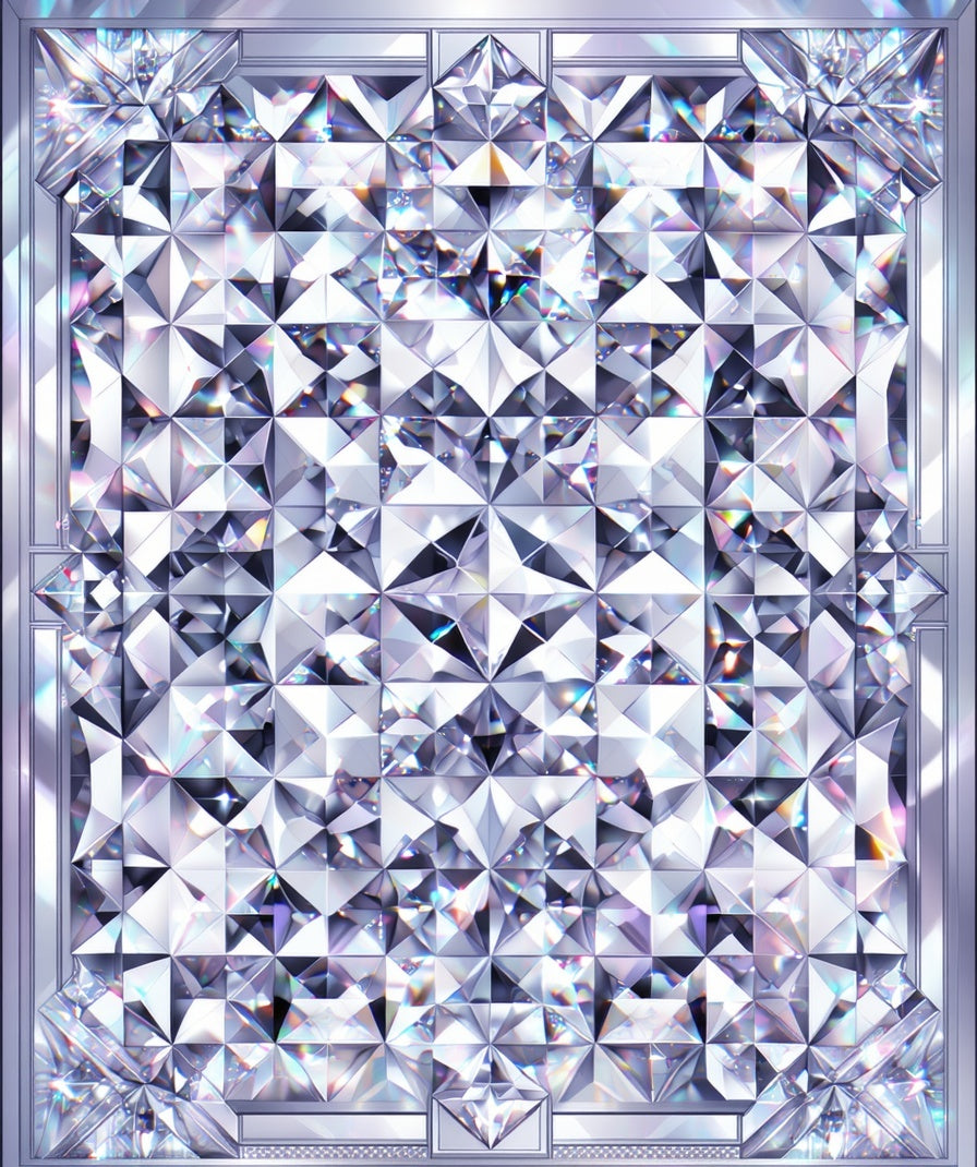 Shimmering Crystal Faceted Geometric Design Rug
