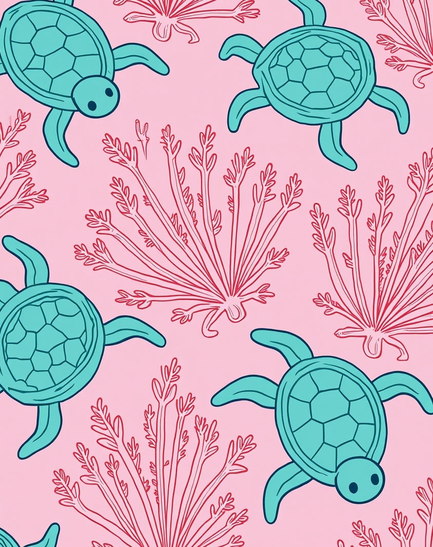 Ocean Turtle Coral Design Rug