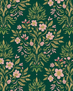 Green Floral Vines Design Rug