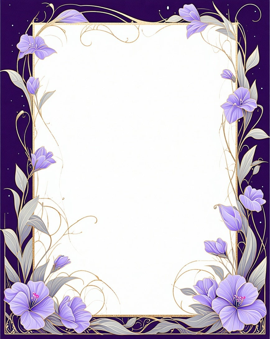Elegant Purple Floral Vine Design Rug