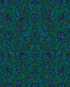 Dark Teal Floral Art Nouveau Rug