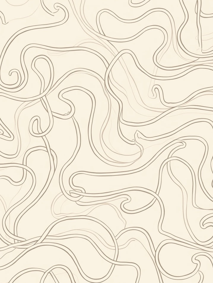 Subtle Cream Wavy Line Abstract Rug