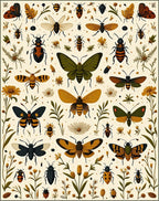 Insects Flowers Whimsical Pattern Rug