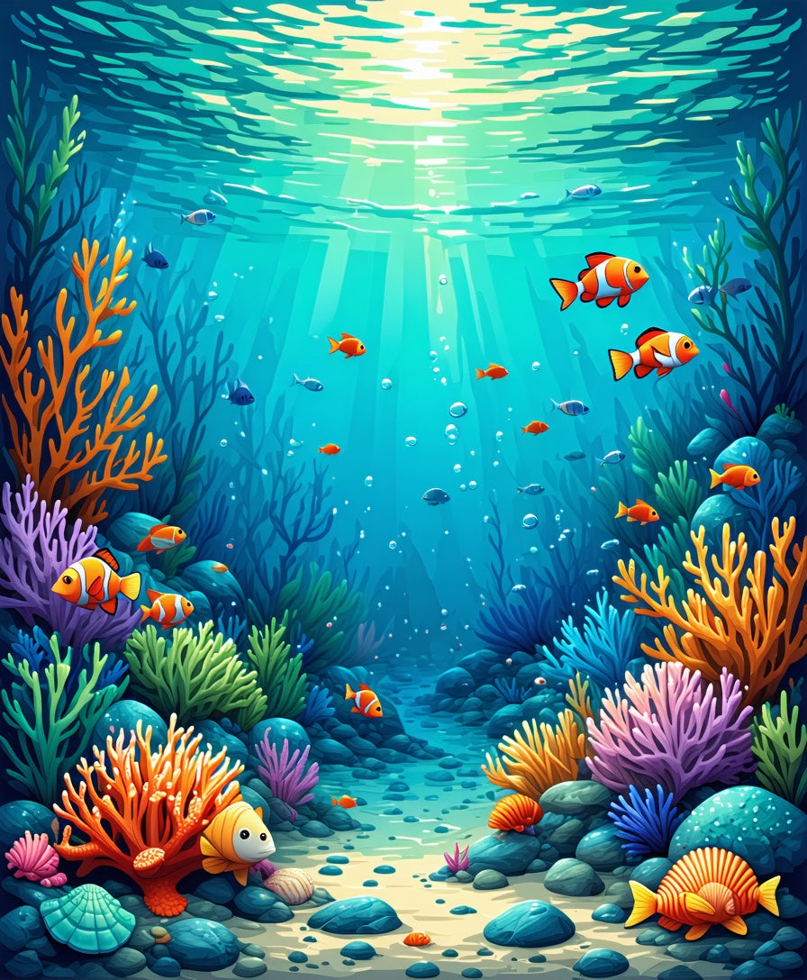 Underwater Ocean Coral Reef Scene Rug