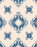 Classic Blue Damask Floral Pattern Rug