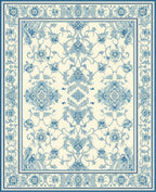 Classic Blue Floral Ornamental Rug