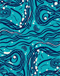 Abstract Swirls Dots Teal Pattern Rug