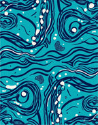 Abstract Swirls Dots Teal Pattern Rug