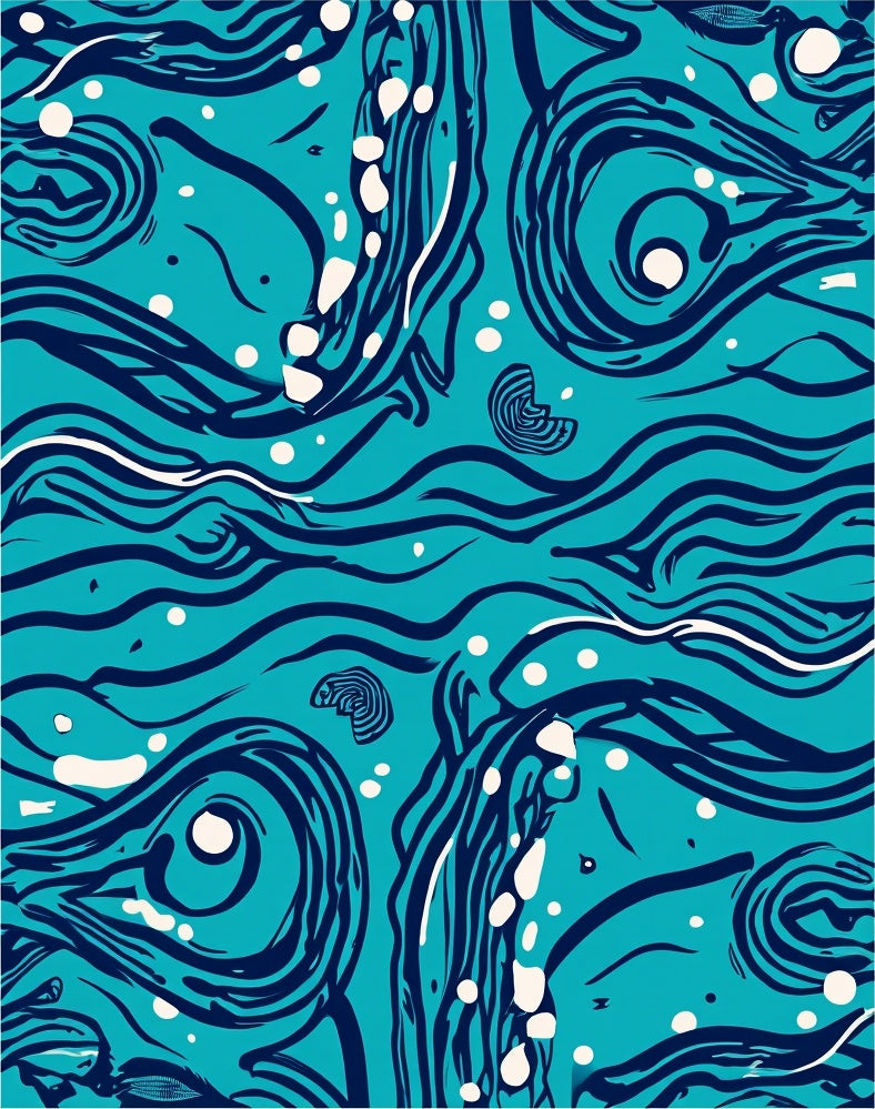 Abstract Swirls Dots Teal Pattern Rug