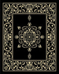 Elegant Black Gold Floral Medallion Rug