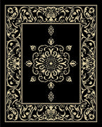 Elegant Black Gold Floral Medallion Rug