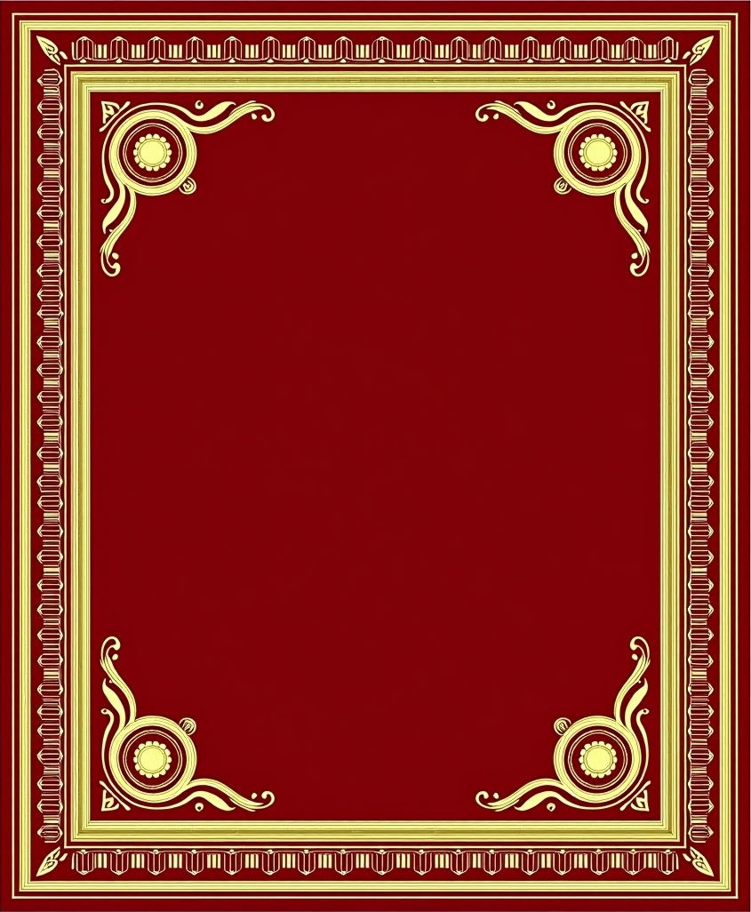 Crimson and Gold Ornamental Border Rug