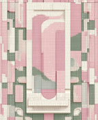 Soft Pink Sage Geometric Blocks Rug