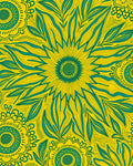 Bold Teal Yellow Floral Pattern Rug