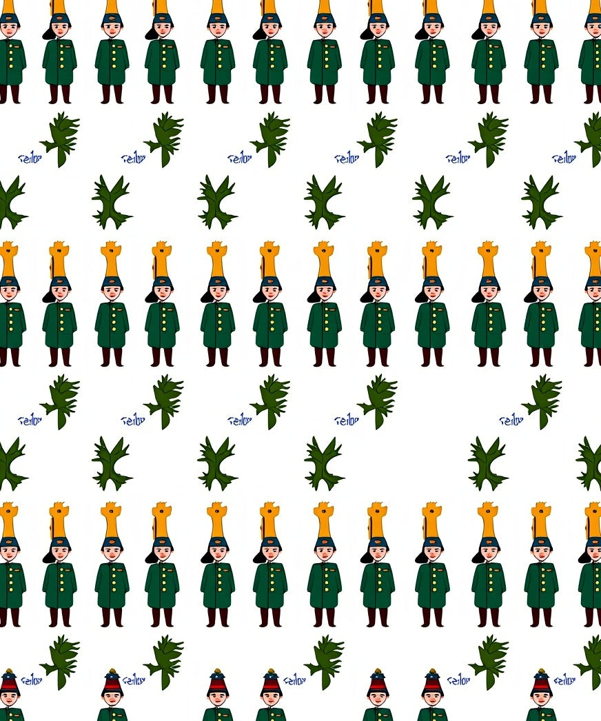 Soldiers and Green Leaves Repeating Pattern Rug