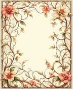 Elegant Floral Vine Border Design Rug