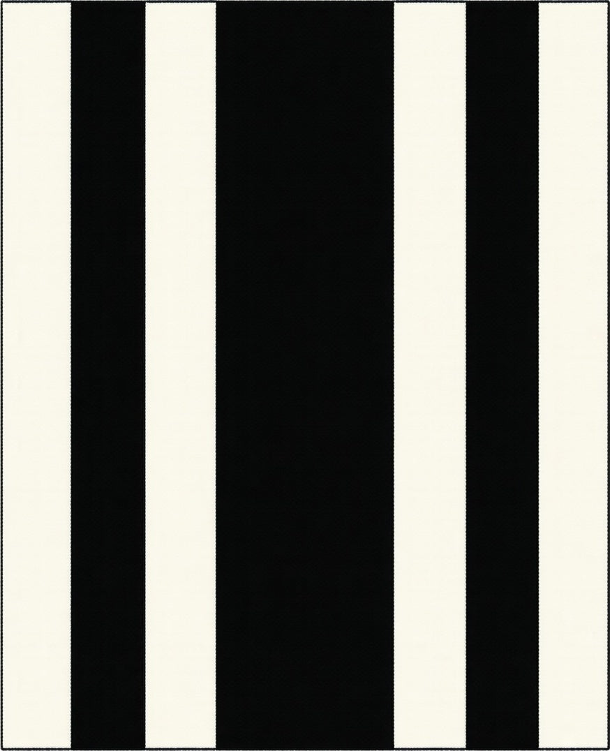 Bold Black White Stripe Design Rug