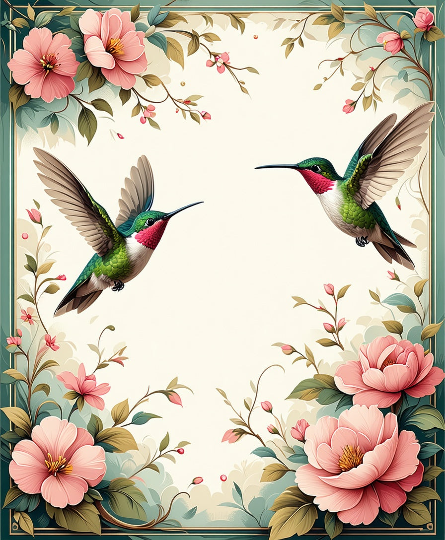 Hummingbird Floral Garden Art Rug