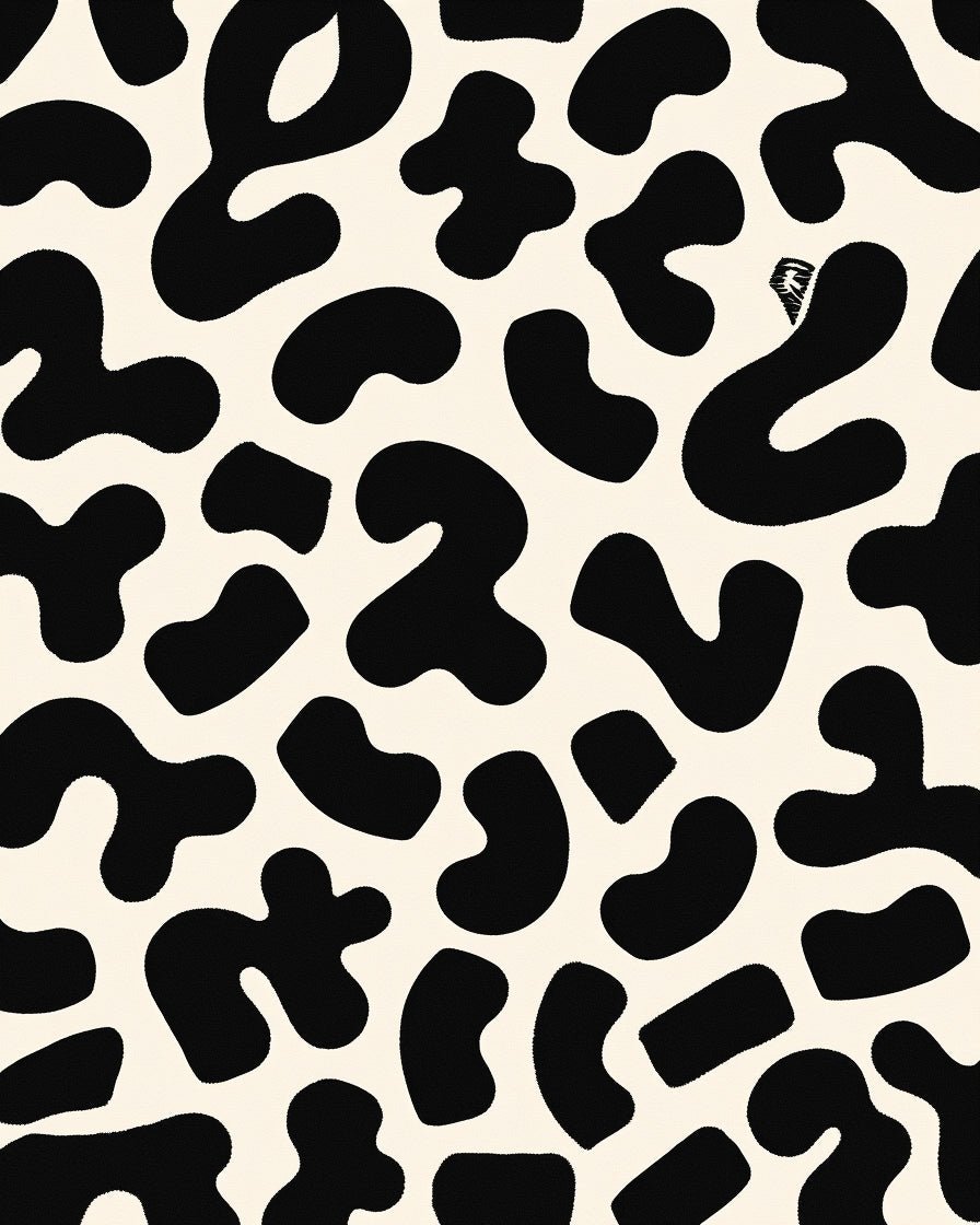 Playful Black Cream Amorphous Pattern Rug