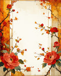 Golden Bloom Tree Branch Pattern Rug