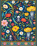 Colorful Floral Skeleton Print Rug