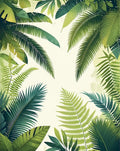 Lush Green Tropical Leaf Pattern Rug