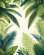 Lush Green Tropical Leaf Pattern Rug