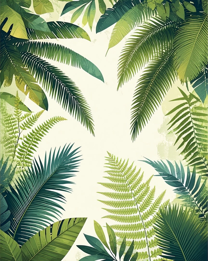 Lush Green Tropical Leaf Pattern Rug