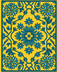 Bold Teal Floral Symmetry Rug