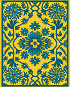 Bold Teal Floral Symmetry Rug