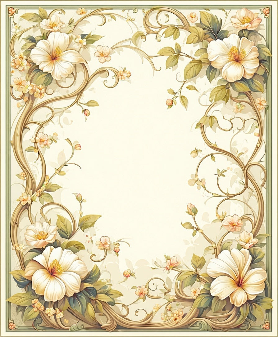 Delicate Floral Vine Scrollwork Rug