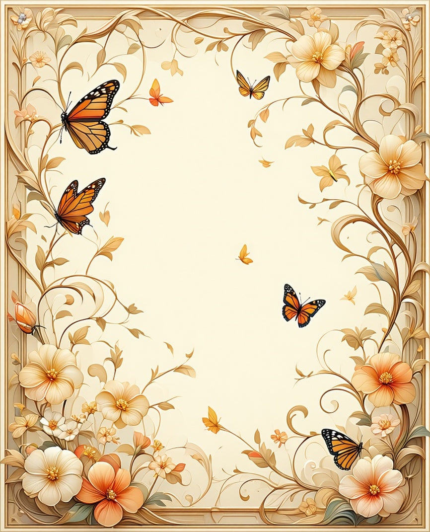 Charming Floral Butterfly Pattern Rug