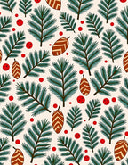 Rustic Pine Sprigs and Berries Rug