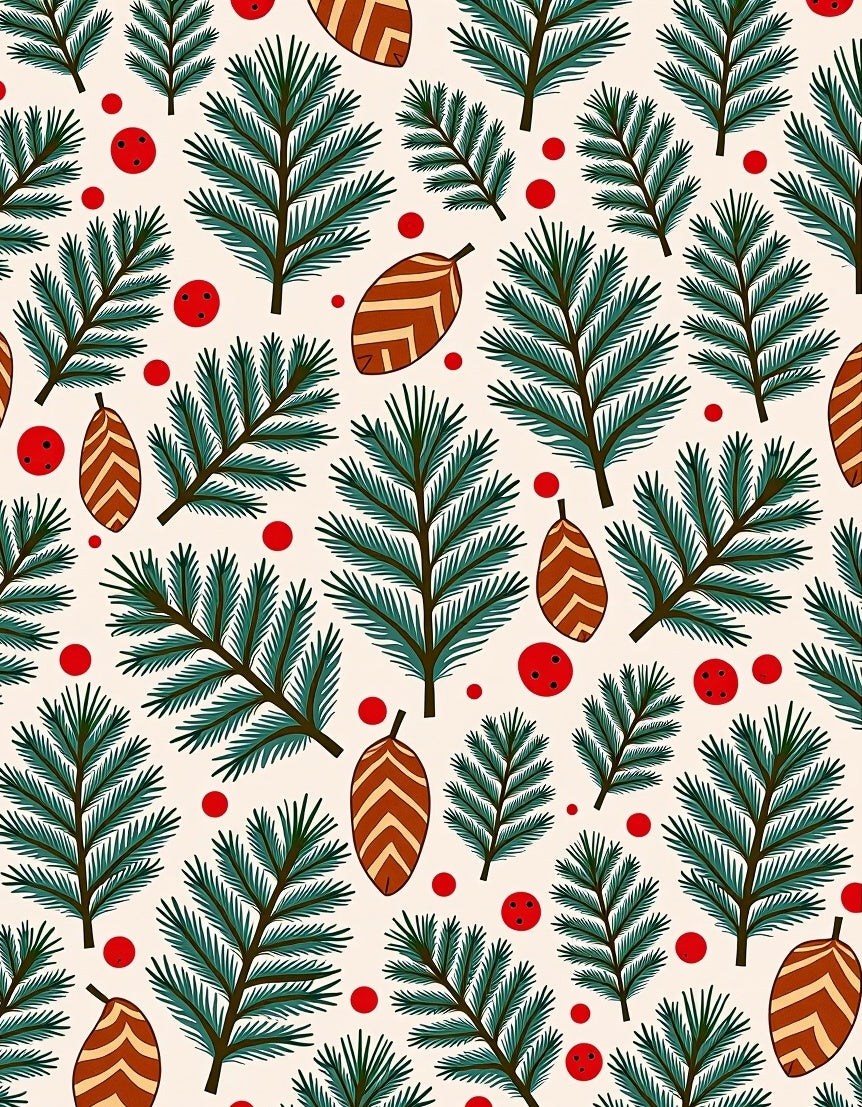 Rustic Pine Sprigs and Berries Rug