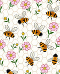 Cute Bumblebee And Flower Honeycomb Rug