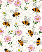 Cute Bumblebee And Flower Honeycomb Rug