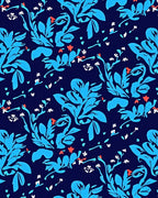 Blue Floral Whimsical Pattern Rug