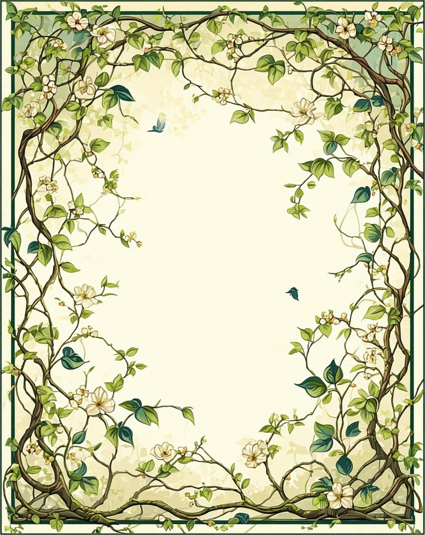 Vine And Blossom Border Design Rug