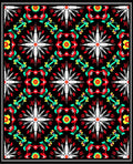 Bold Black Red White Geometric Medallion Rug