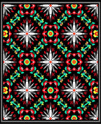 Bold Black Red White Geometric Medallion Rug