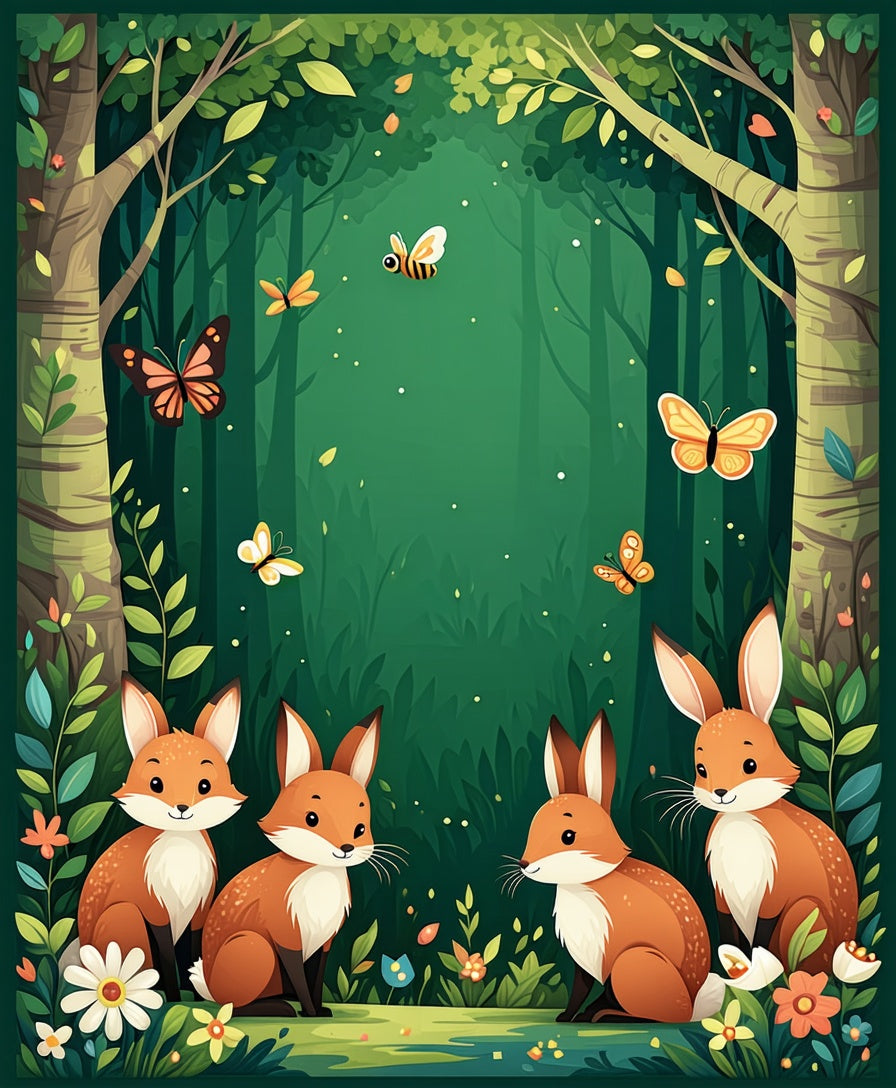 Enchanted Forest Creatures Butterflies Rug