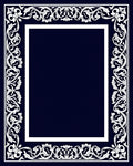 Ornate Floral Scrollwork White Border Rug