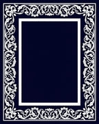 Ornate Floral Scrollwork White Border Rug