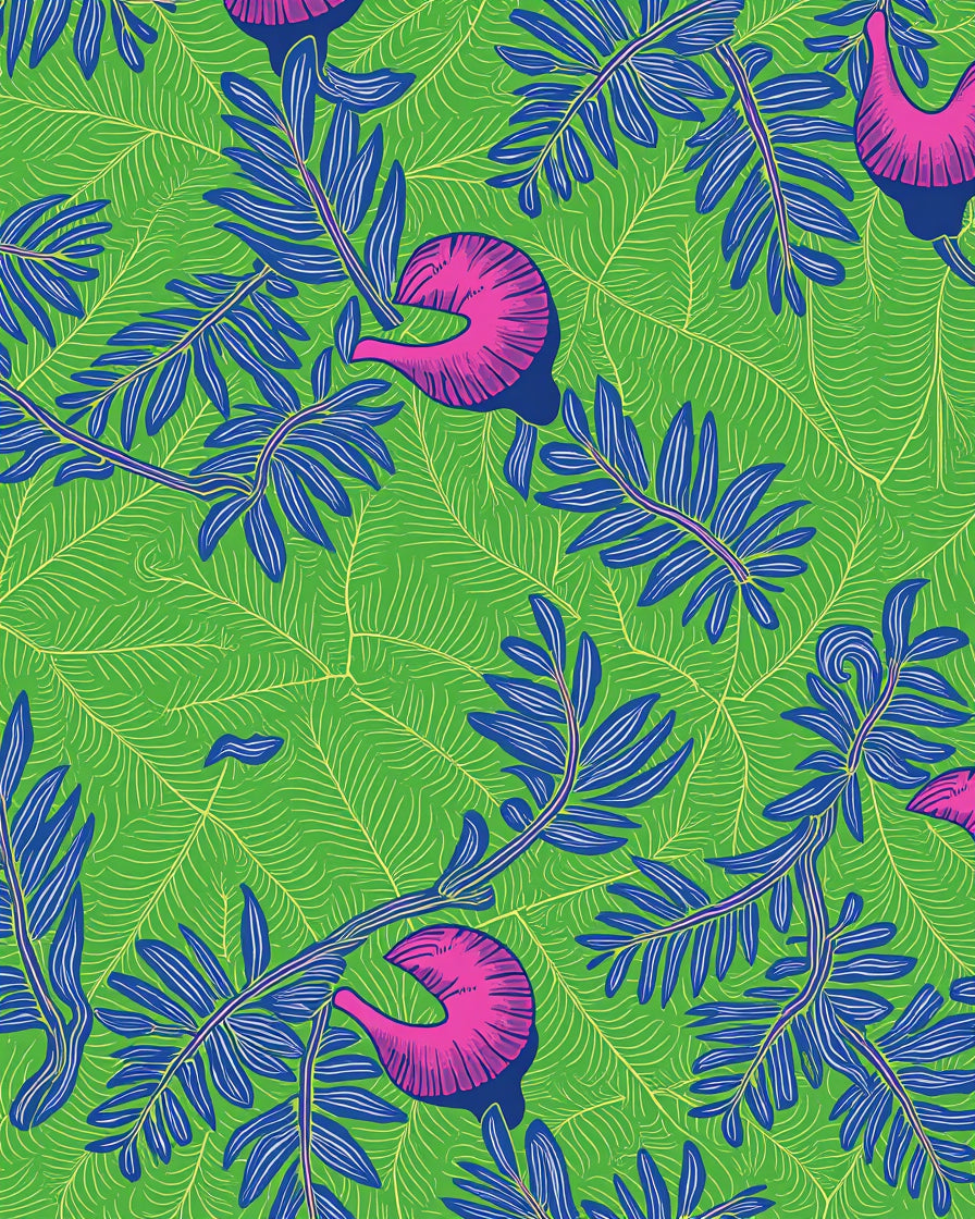 Vibrant Tropical Bloom Print Rug