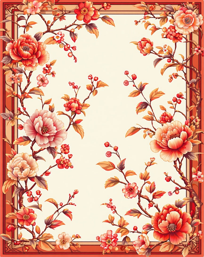 Vibrant Floral Branches Oriental Rug